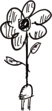 Scribble einer Blume deren Stiel in einen Stromstecker übergeht