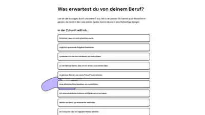 Auszug Ingame: Was erwartest du von deinem Beruf?