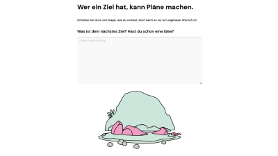 Auszug Ingame: Freitextfeld zum Thema "Was sind deine nächsten Ziele?"